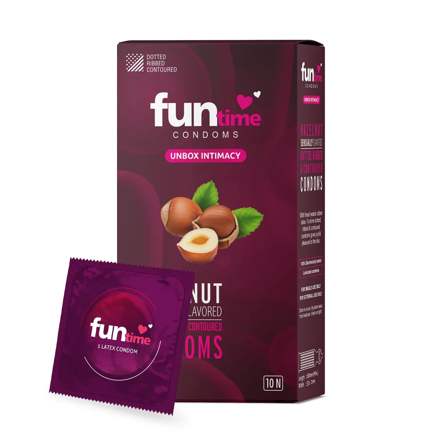 FLAVOURED DOTTED, RIBBED & CONTOURED CONDOMS (HAZELNUT)