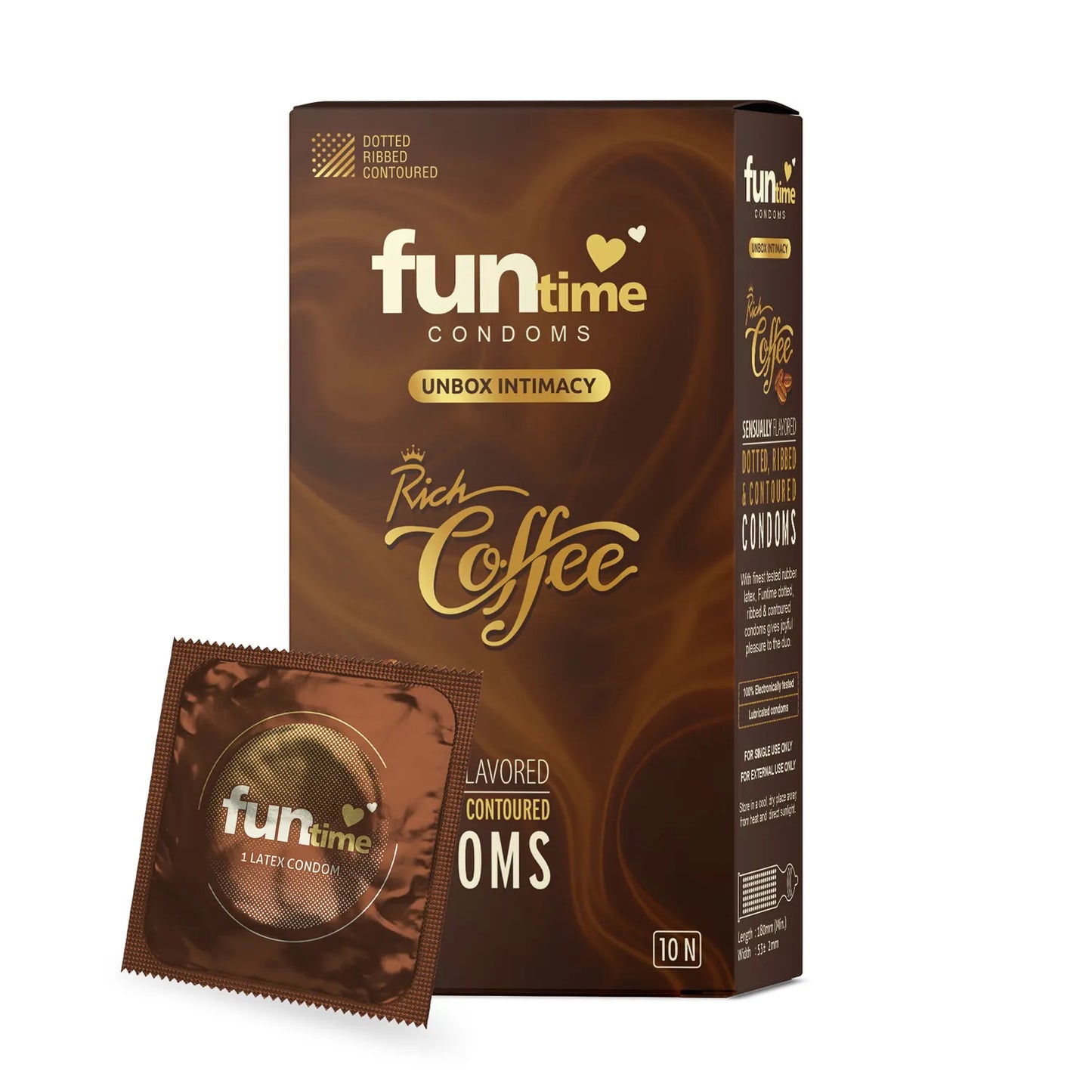 FLAVOURED DOTTED, RIBBED & CONTOURED CONDOMS (RICH COFFEE)