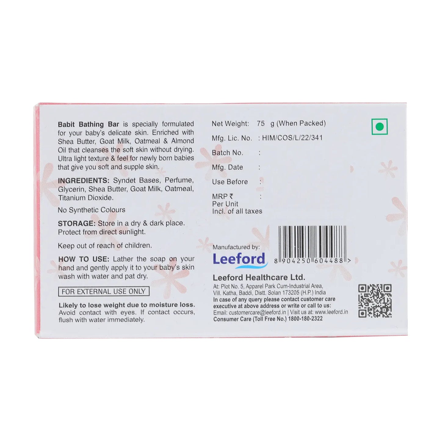 BABIT MOISTURIZING BABY SOAP 75G