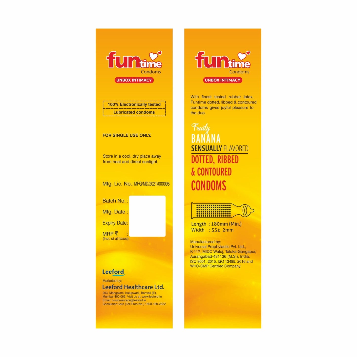 FLAVOURED DOTTED, RIBBED & CONTOURED CONDOMS (FRUITY BANANA)