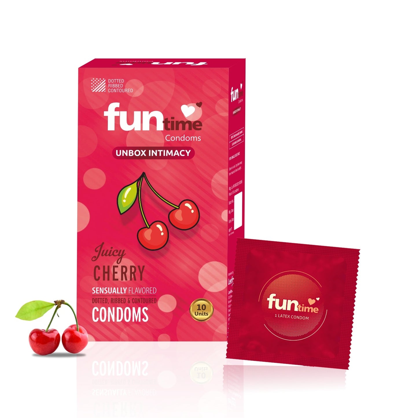 FLAVOURED DOTTED, RIBBED & CONTOURED CONDOMS (JUICY CHERRY)