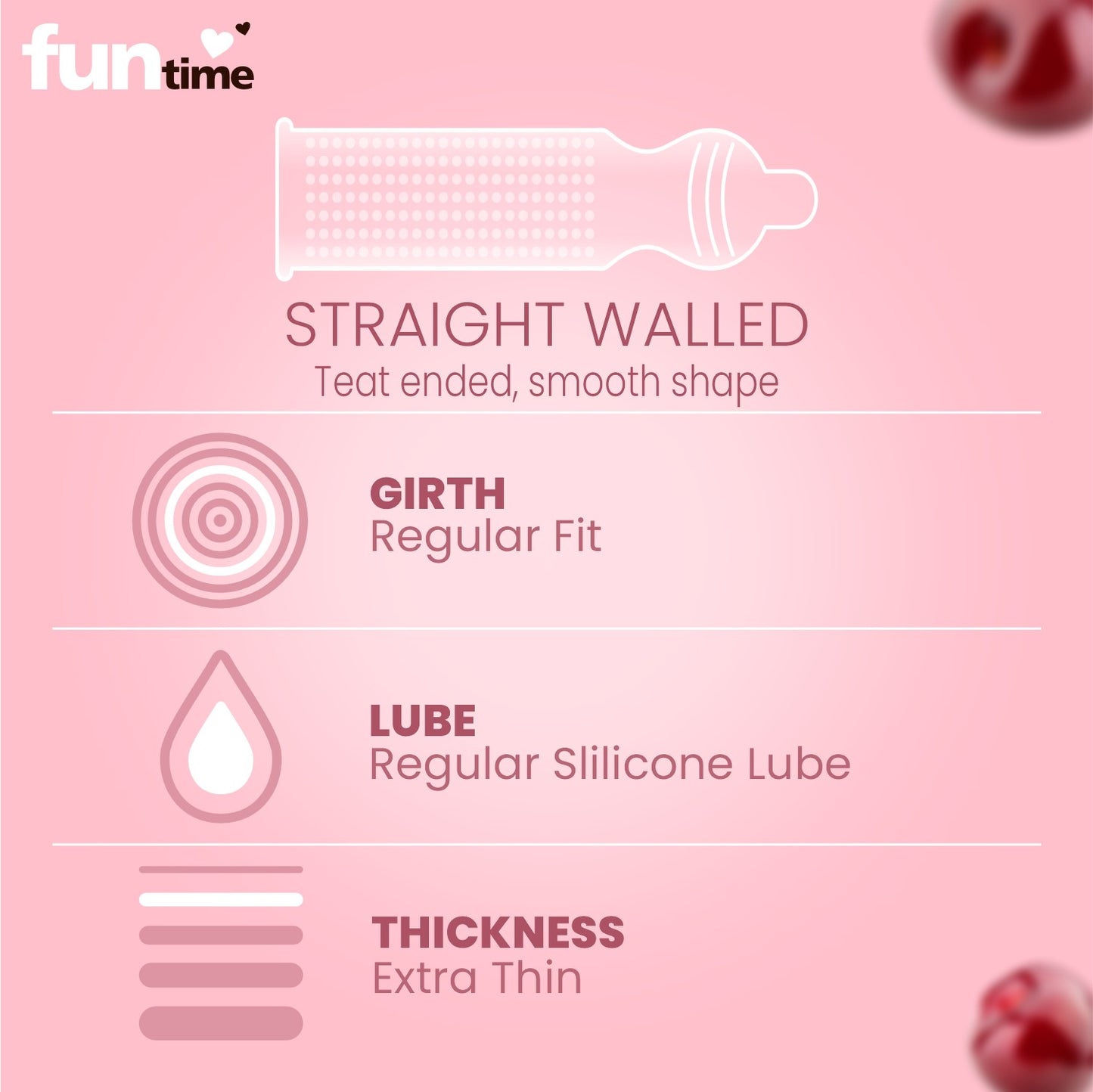 FLAVOURED DOTTED, RIBBED & CONTOURED CONDOMS (JUICY CHERRY)