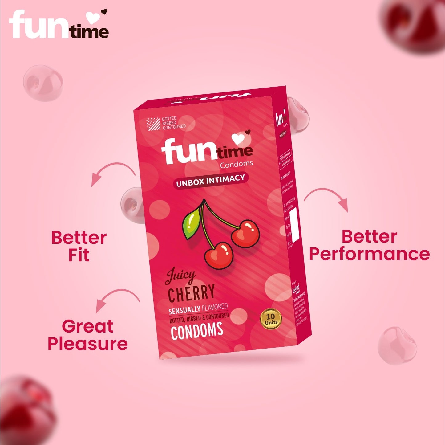 FLAVOURED DOTTED, RIBBED & CONTOURED CONDOMS (JUICY CHERRY)