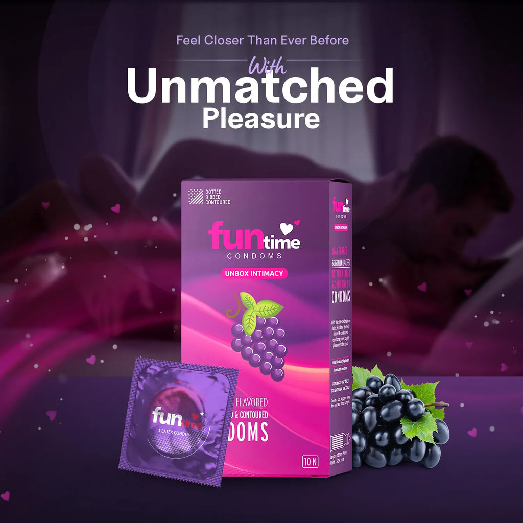 FLAVOURED DOTTED, RIBBED & CONTOURED CONDOMS (BLACK GRAPES)