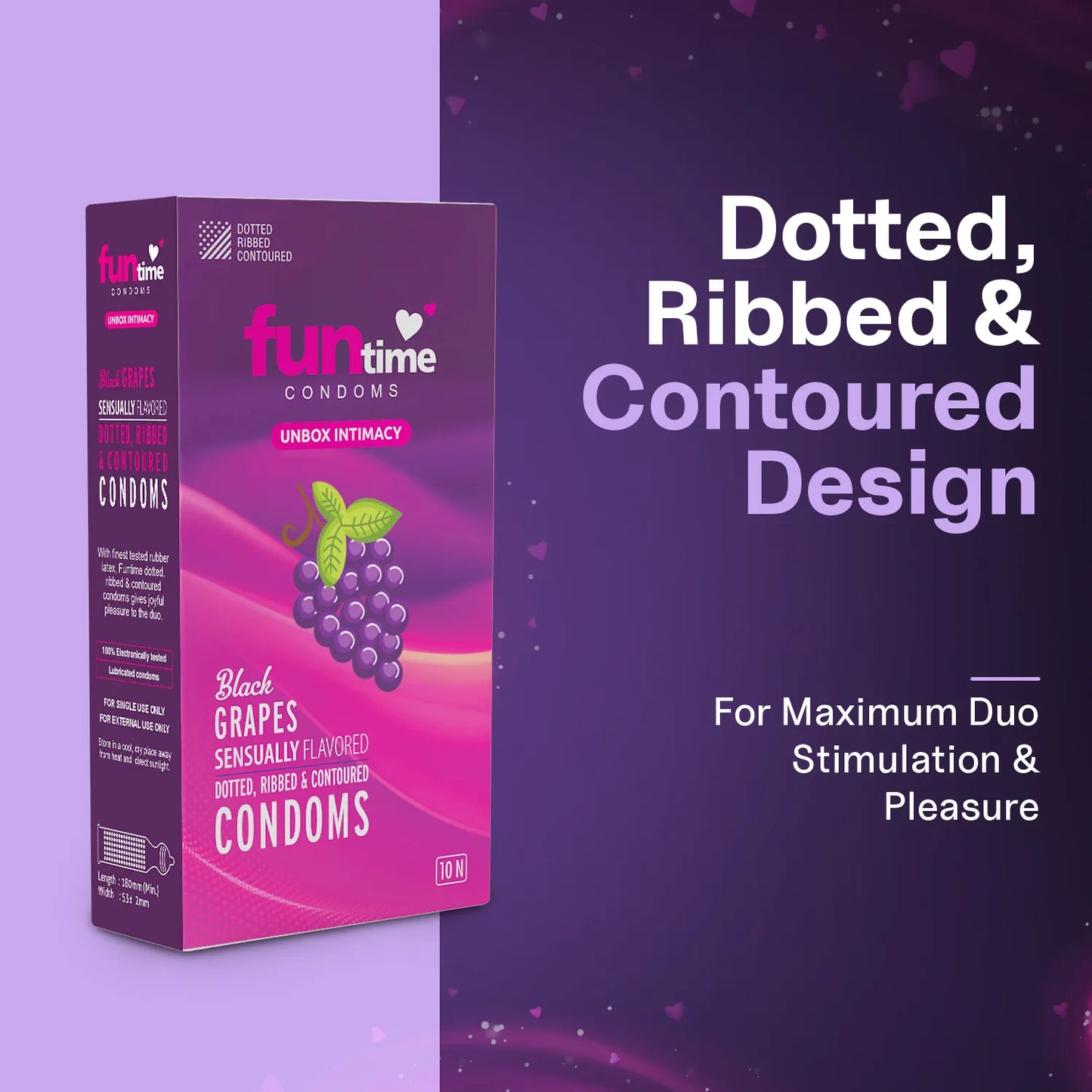 FLAVOURED DOTTED, RIBBED & CONTOURED CONDOMS (BLACK GRAPES)