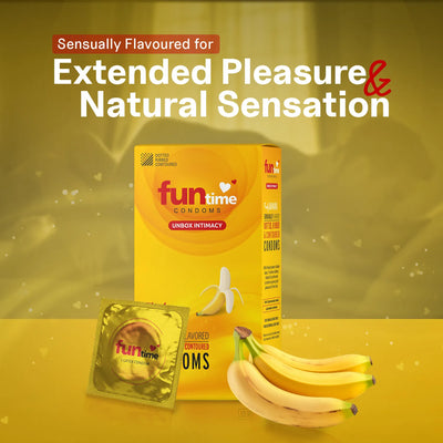 FLAVOURED DOTTED, RIBBED & CONTOURED CONDOMS (BANANA)