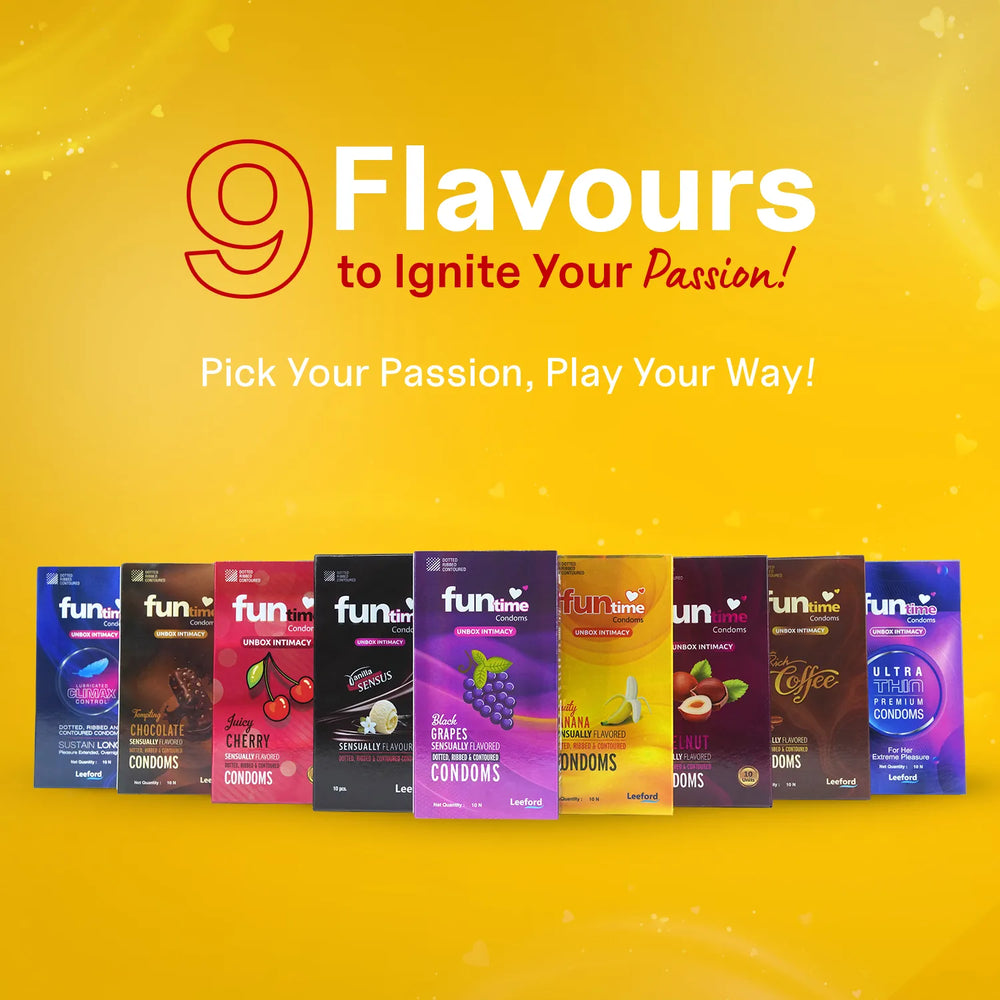 FLAVOURED DOTTED, RIBBED & CONTOURED CONDOMS (BANANA)