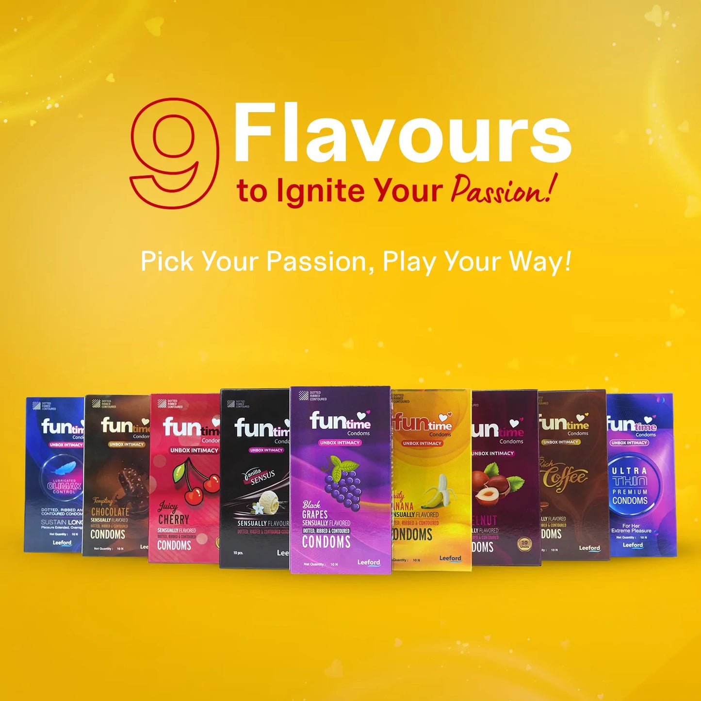 FLAVOURED DOTTED, RIBBED & CONTOURED CONDOMS (BANANA)