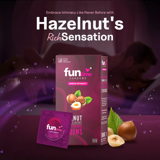 FLAVOURED DOTTED, RIBBED & CONTOURED CONDOMS (HAZELNUT)