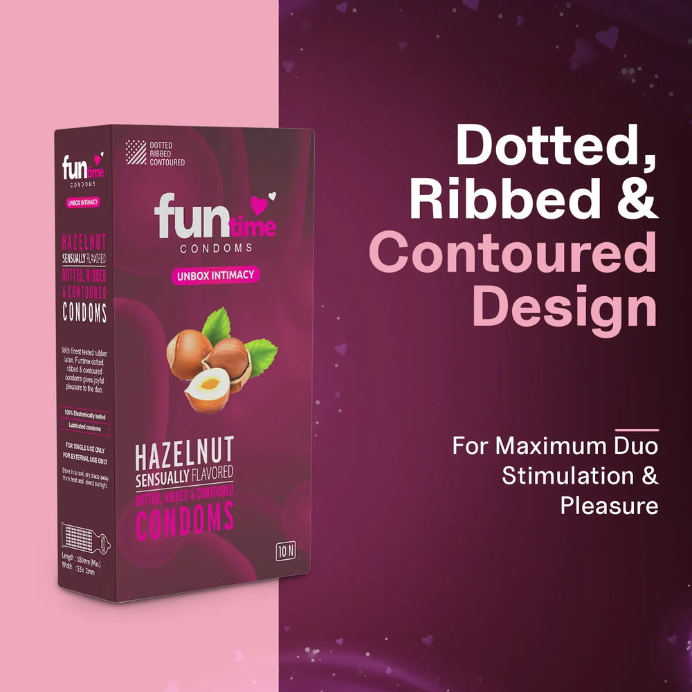 FLAVOURED DOTTED, RIBBED & CONTOURED CONDOMS (HAZELNUT)