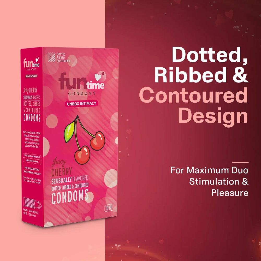FLAVOURED DOTTED, RIBBED & CONTOURED CONDOMS  (JUICY CHERRY)