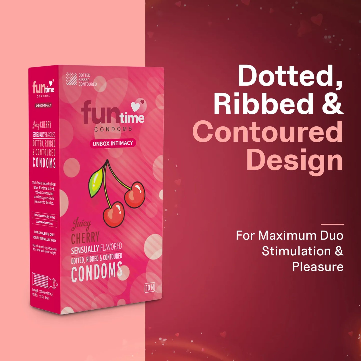 FLAVOURED DOTTED, RIBBED & CONTOURED CONDOMS  (JUICY CHERRY)