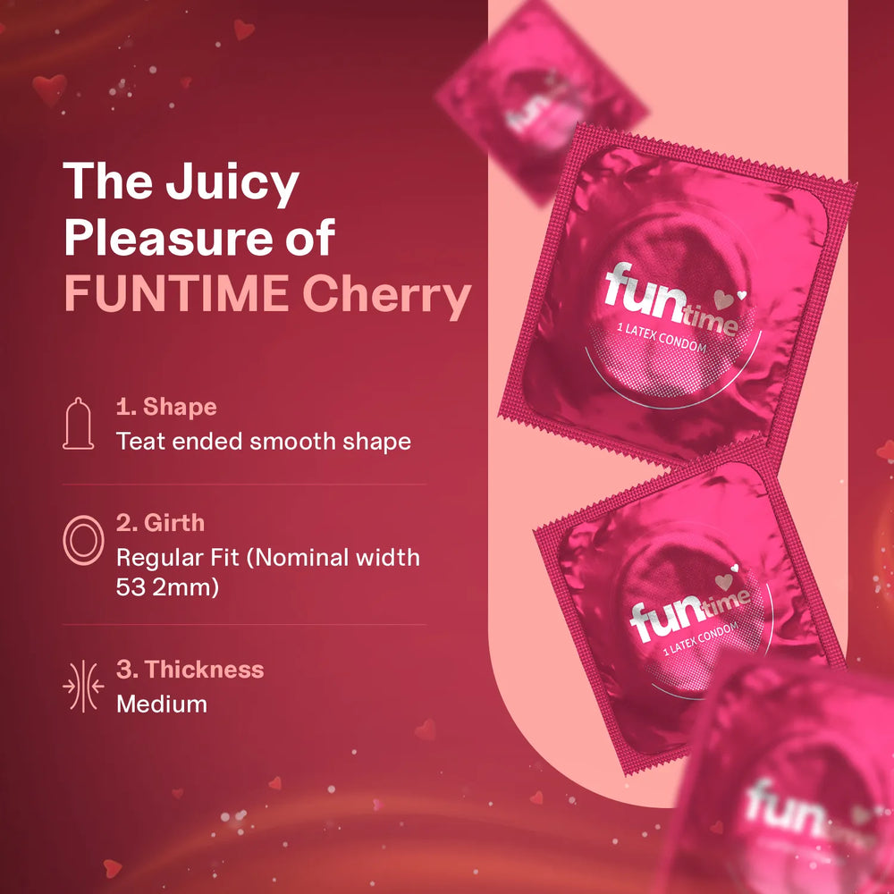 FLAVOURED DOTTED, RIBBED & CONTOURED CONDOMS  (JUICY CHERRY)