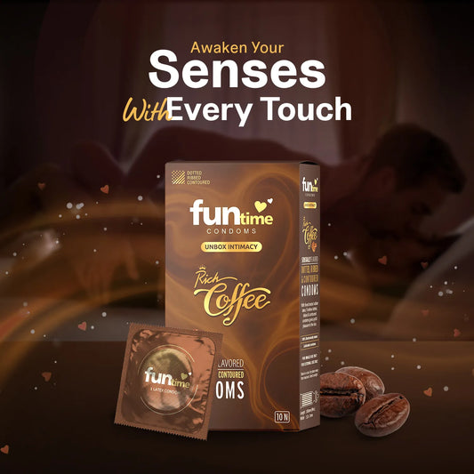 FLAVOURED DOTTED, RIBBED & CONTOURED CONDOMS (RICH COFFEE)