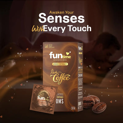 FLAVOURED DOTTED, RIBBED & CONTOURED CONDOMS (RICH COFFEE)