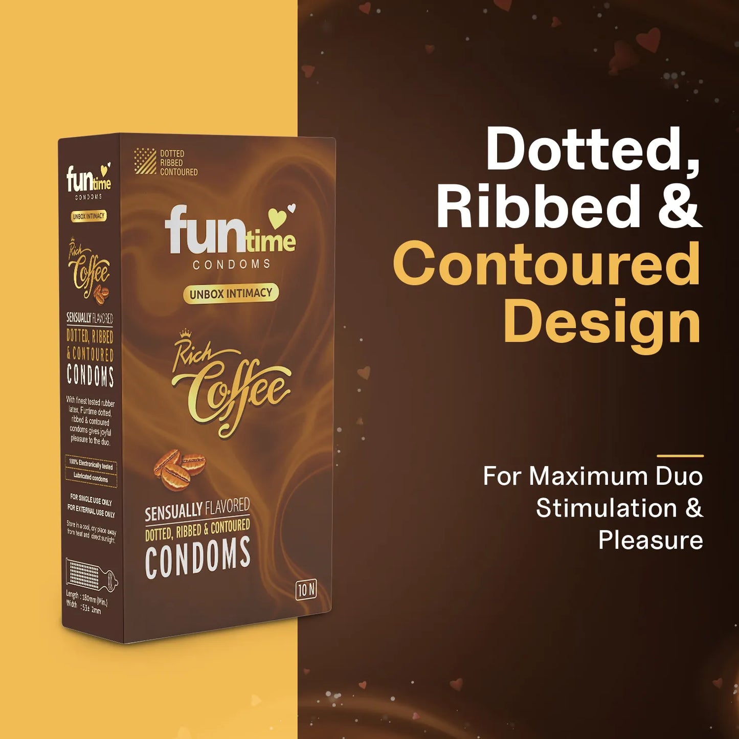 FLAVOURED DOTTED, RIBBED & CONTOURED CONDOMS (RICH COFFEE)