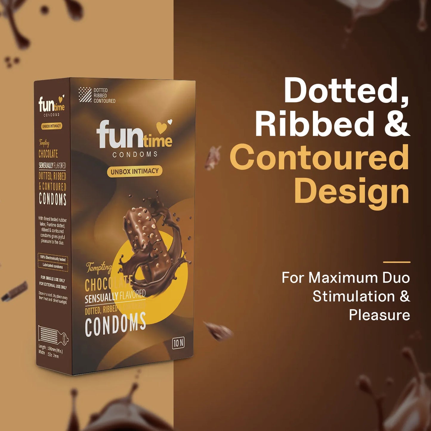 FLAVOURED DOTTED, RIBBED & CONTOURED CONDOMS (TEMPTING CHOCOLATE)