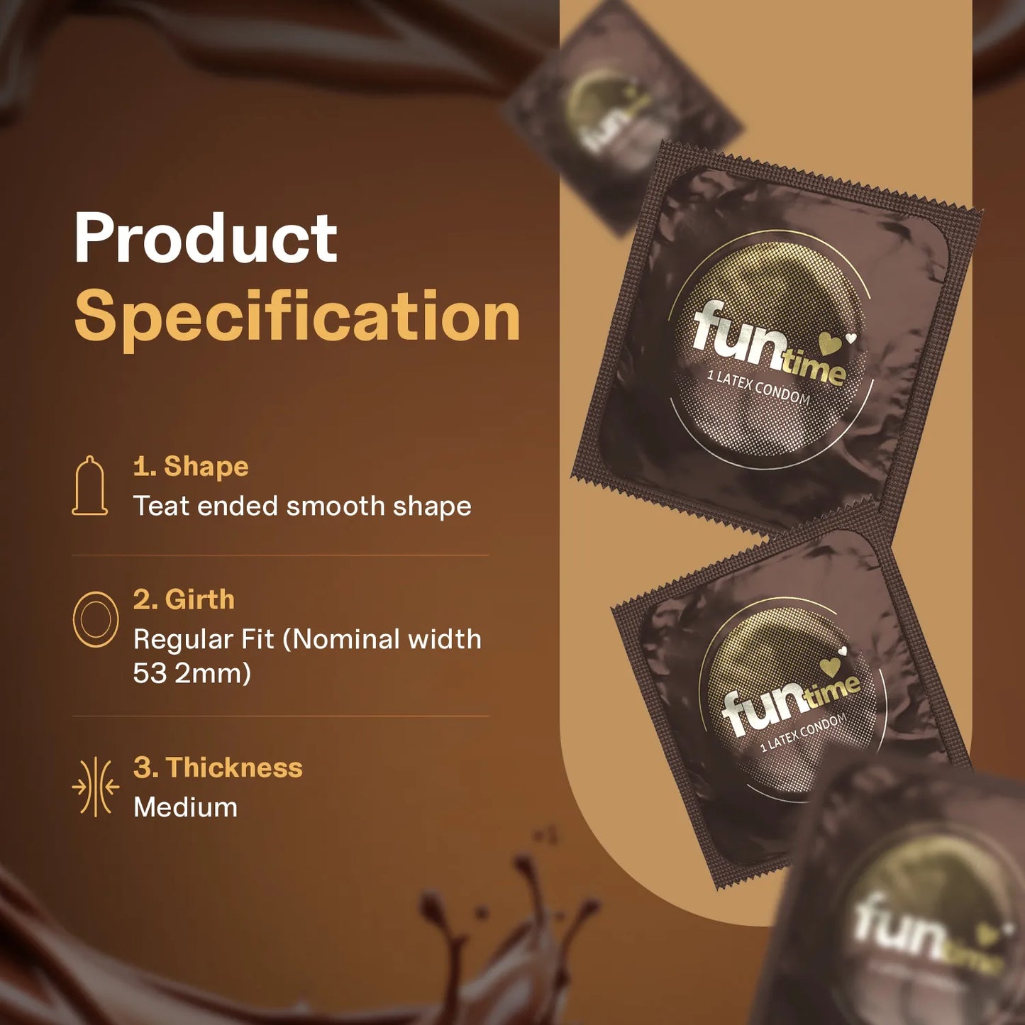FLAVOURED DOTTED, RIBBED & CONTOURED CONDOMS (TEMPTING CHOCOLATE)