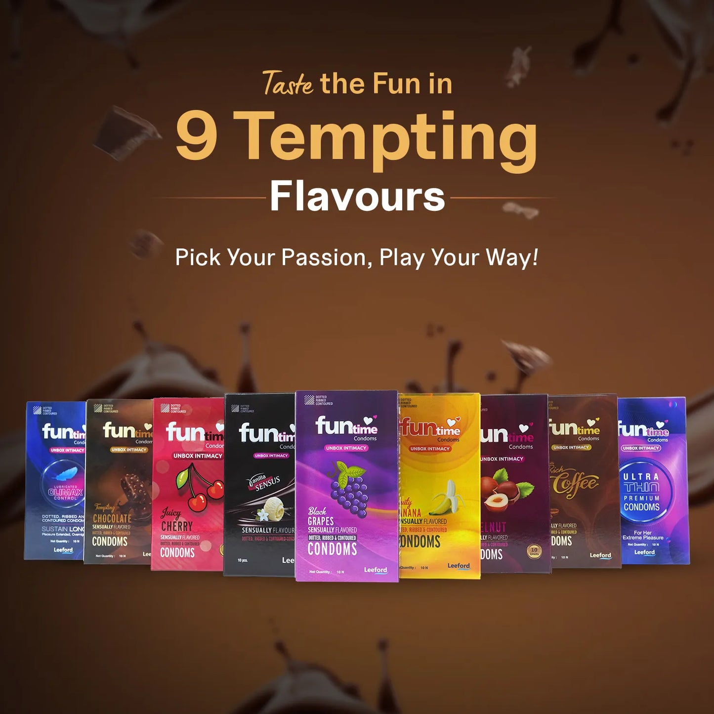 FLAVOURED DOTTED, RIBBED & CONTOURED CONDOMS (TEMPTING CHOCOLATE)