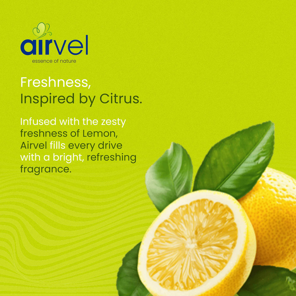 Airvel Citrus Lemon Car Freshener – Fresh & Energising, Lasts Up to 30 Days