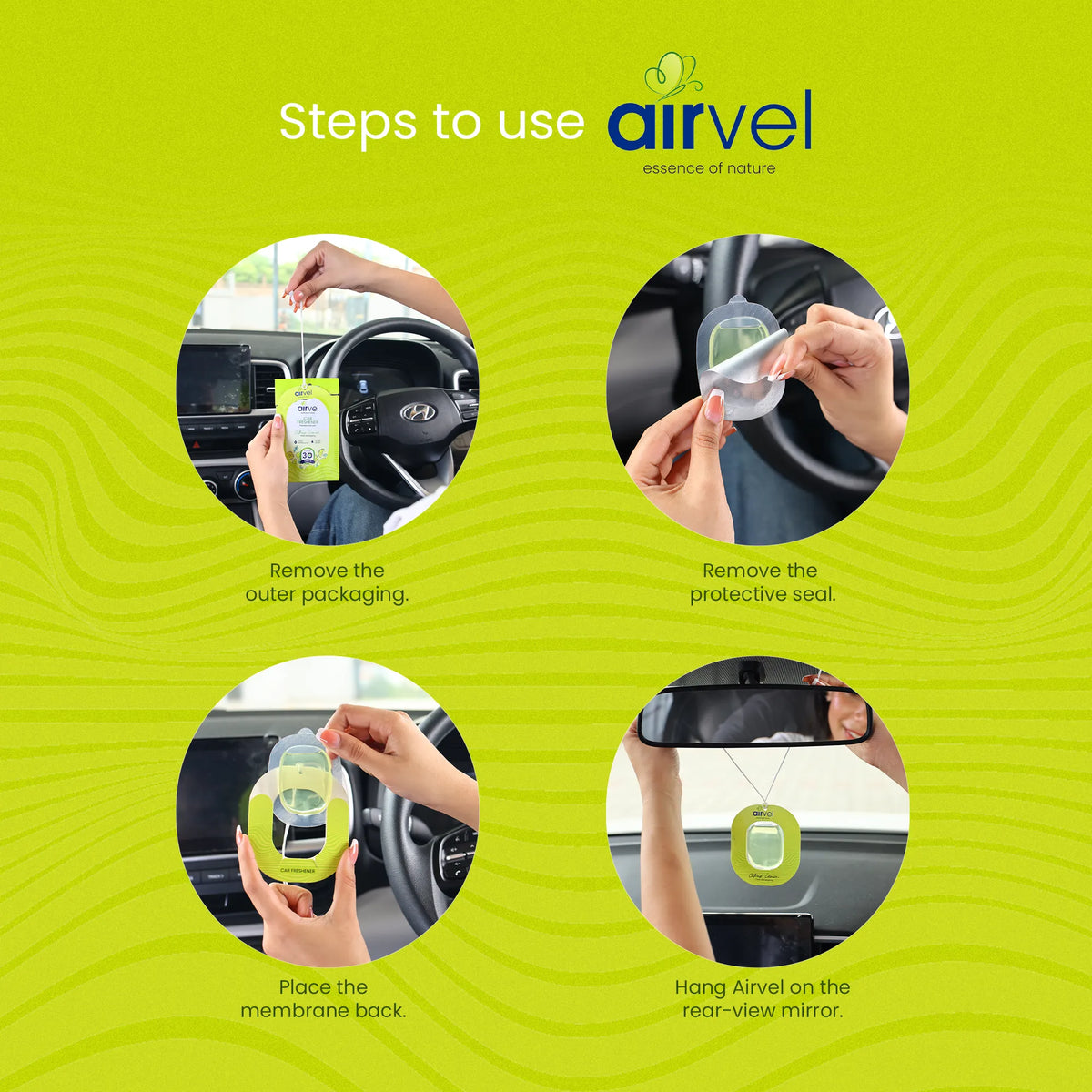 Airvel Citrus Lemon Car Freshener – Fresh & Energising, Lasts Up to 30 Days