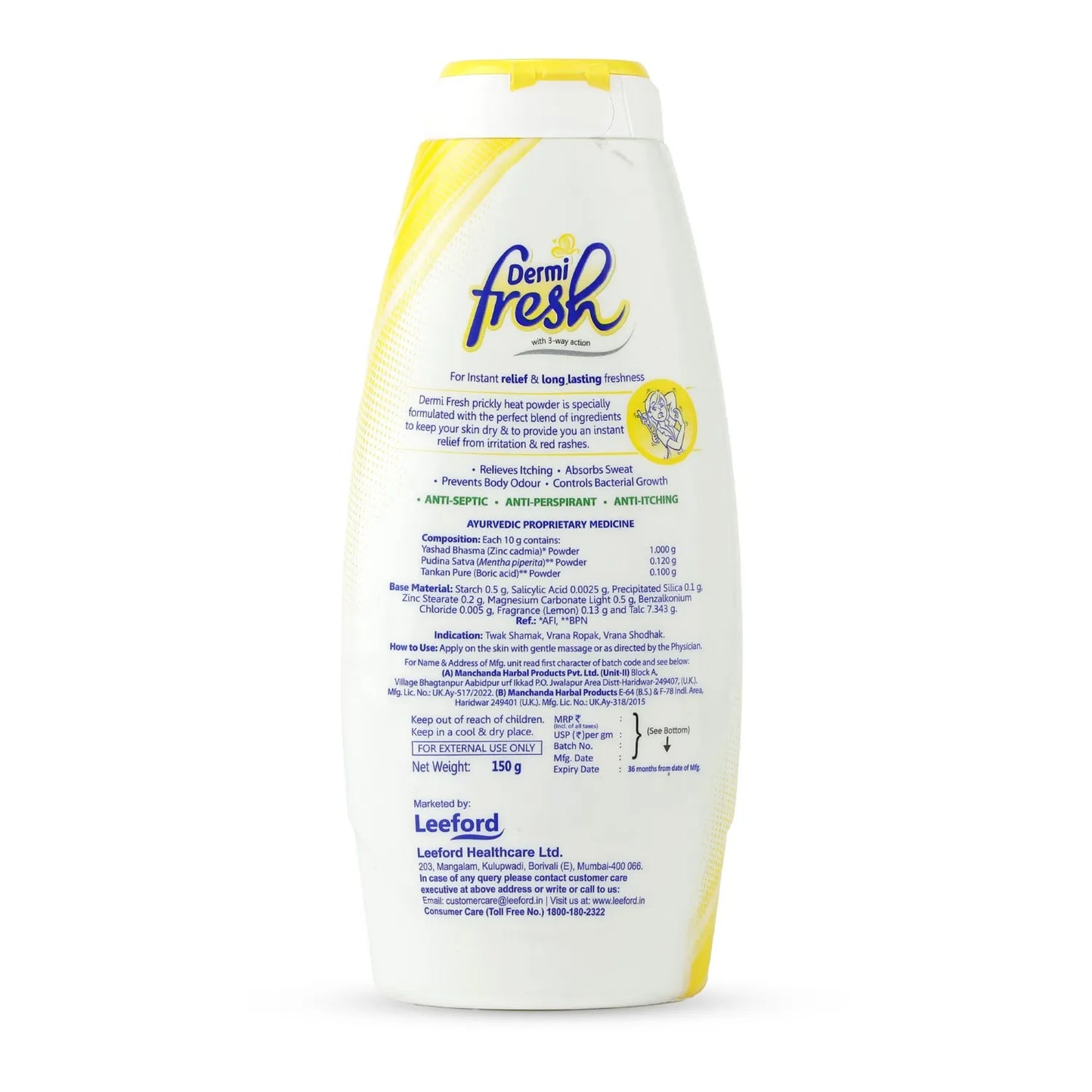 DERMI FRESH POWDER (LEMON) 150 GM