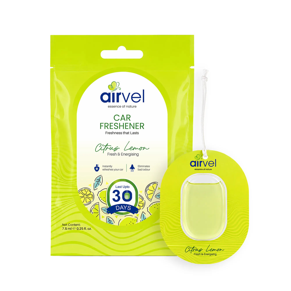 Airvel Citrus Lemon Car Freshener – Fresh & Energising, Lasts Up to 30 Days