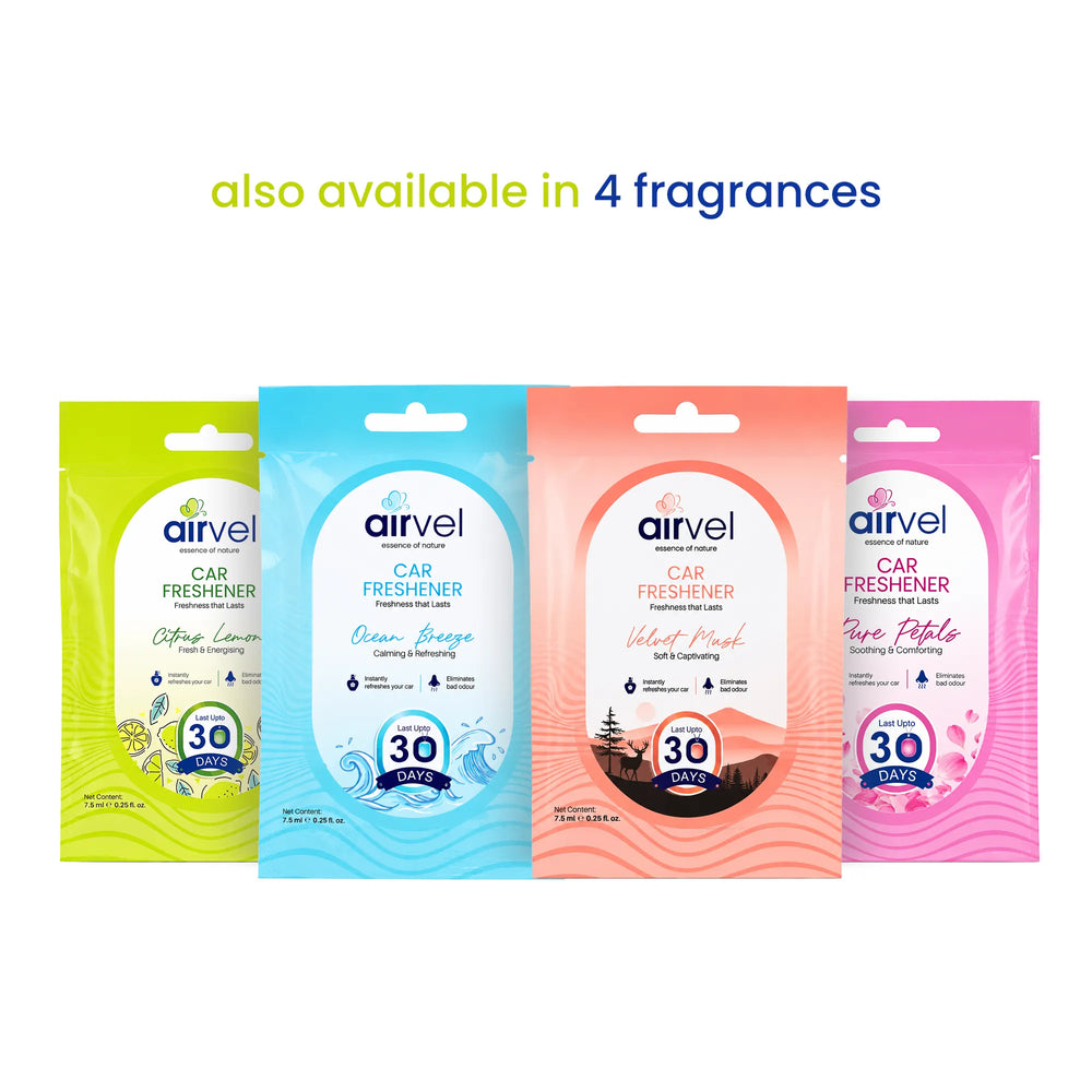 Airvel Citrus Lemon Car Freshener – Fresh & Energising, Lasts Up to 30 Days