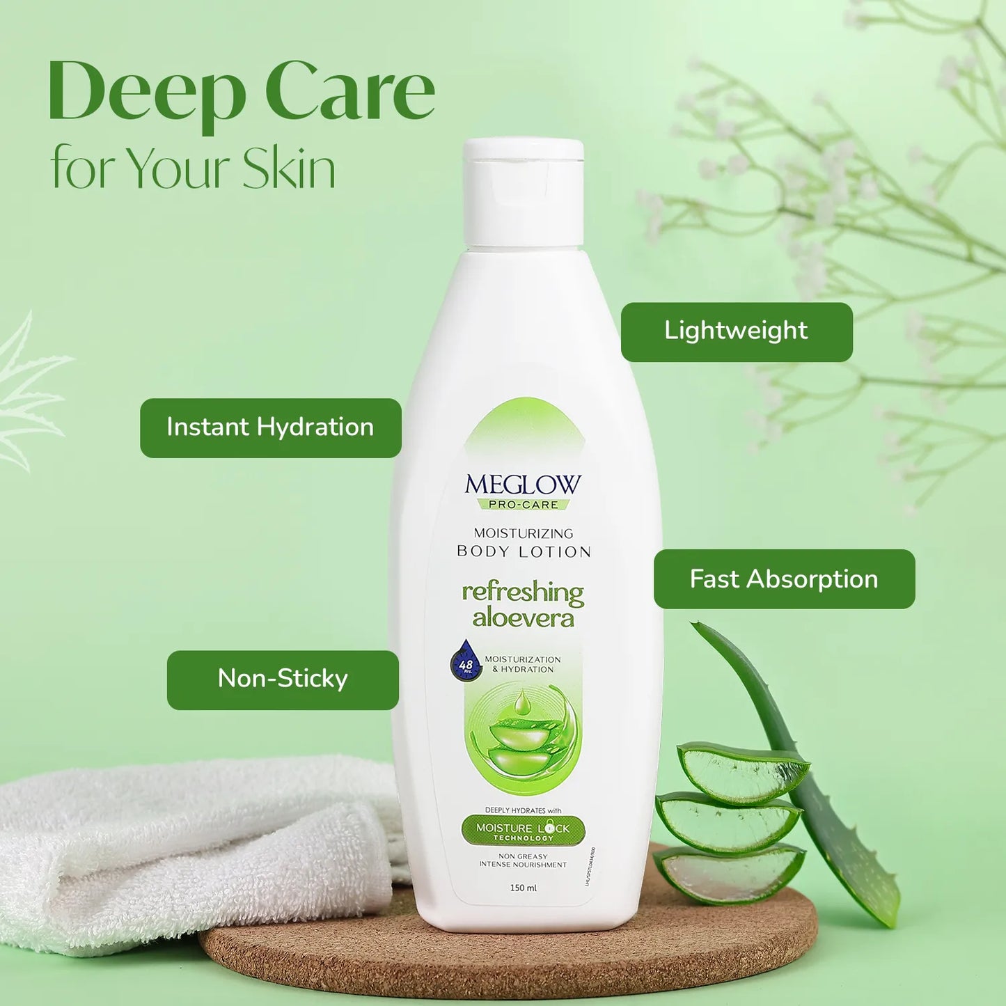 MEGLOW Body Lotion (Aloevera) 150 ml