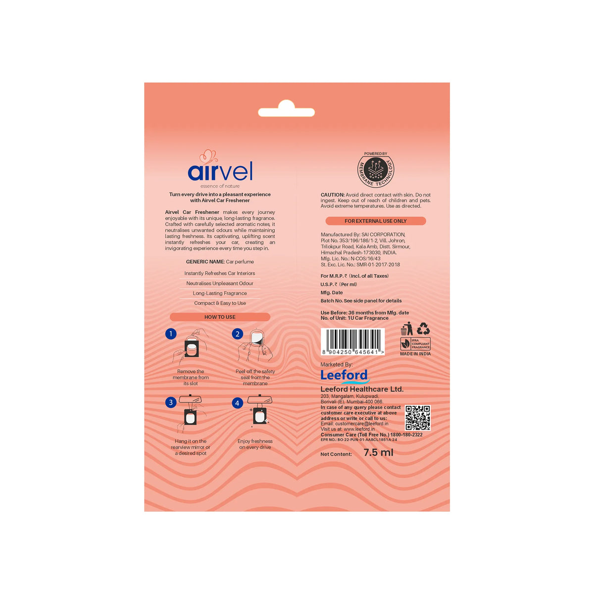Airvel Velvet Musk Car Freshener – Soft & Captivating, Lasts Up to 30 Days