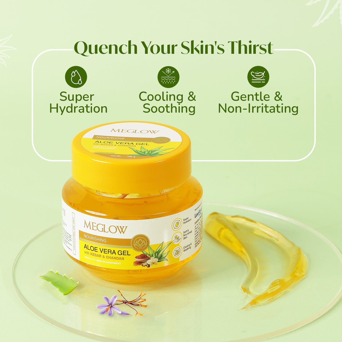 MEGLOW Aloe Vera Gel (Kesar & Chandan) 100 g