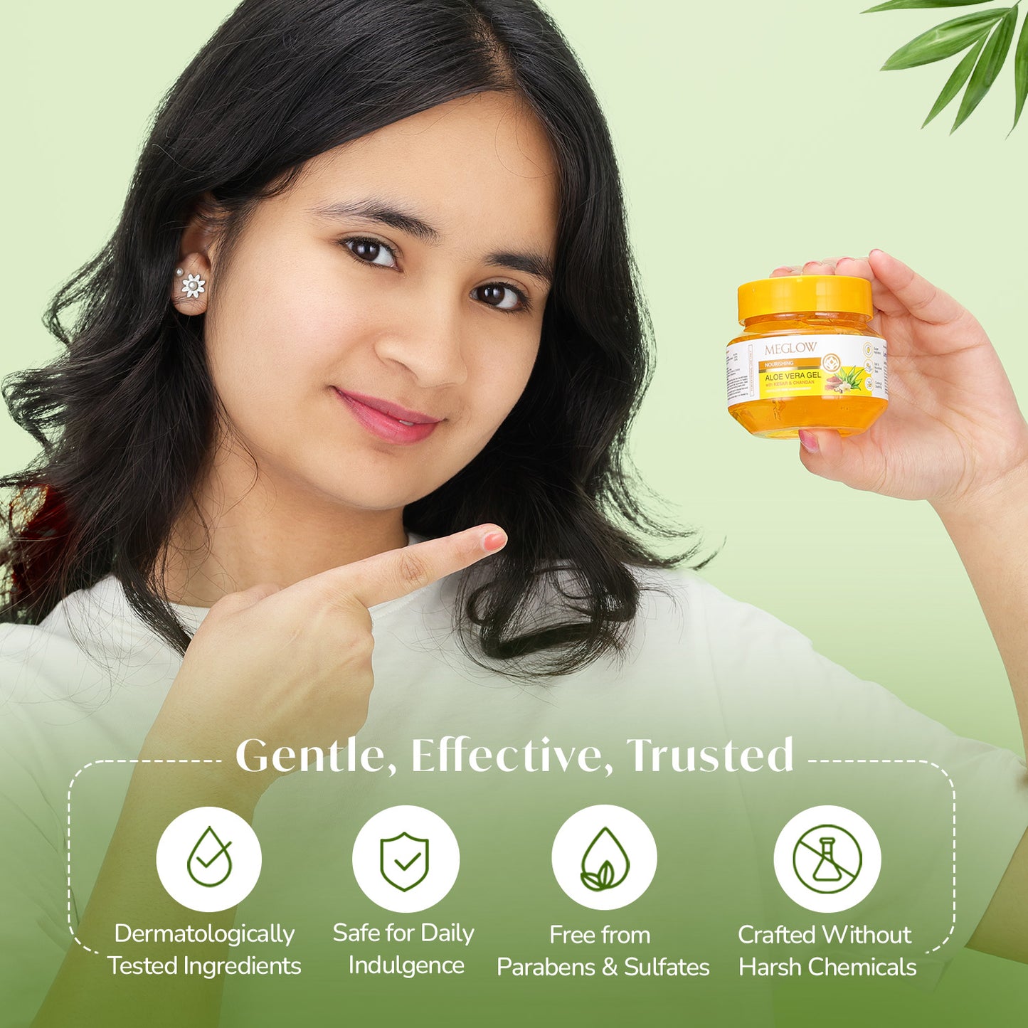 MEGLOW Aloe Vera Gel (Kesar & Chandan) 100 g