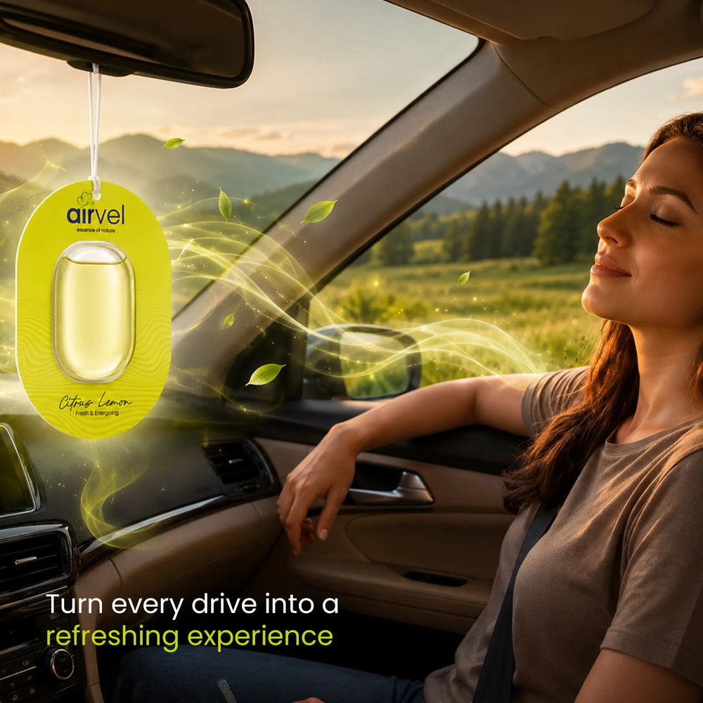 Airvel Citrus Lemon Car Freshener – Fresh & Energising, Lasts Up to 30 Days