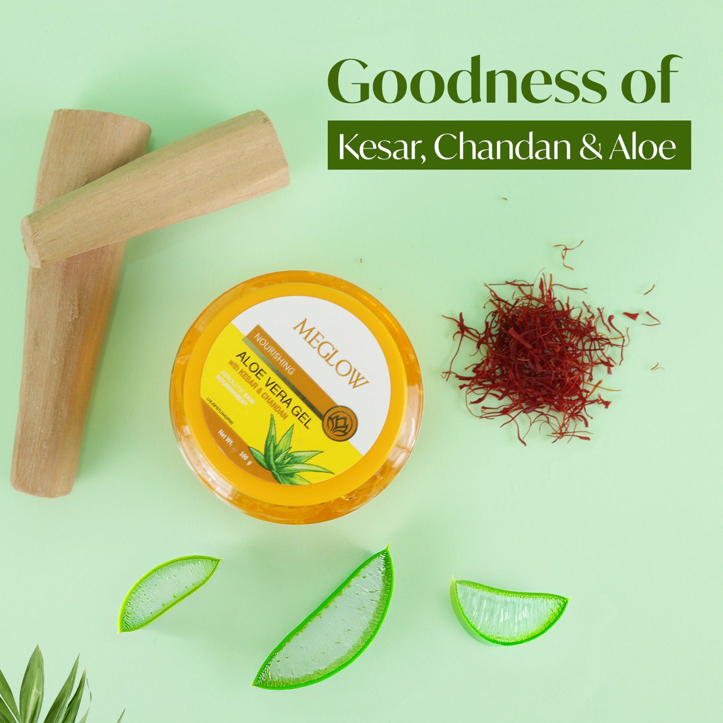 MEGLOW Aloe Vera Gel (Kesar & Chandan) 100 g