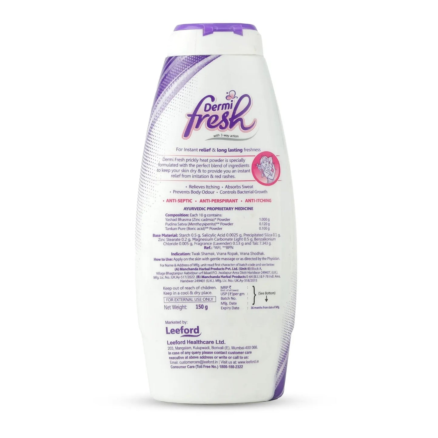 DERMI FRESH POWDER (LAVENDER) 150 GM