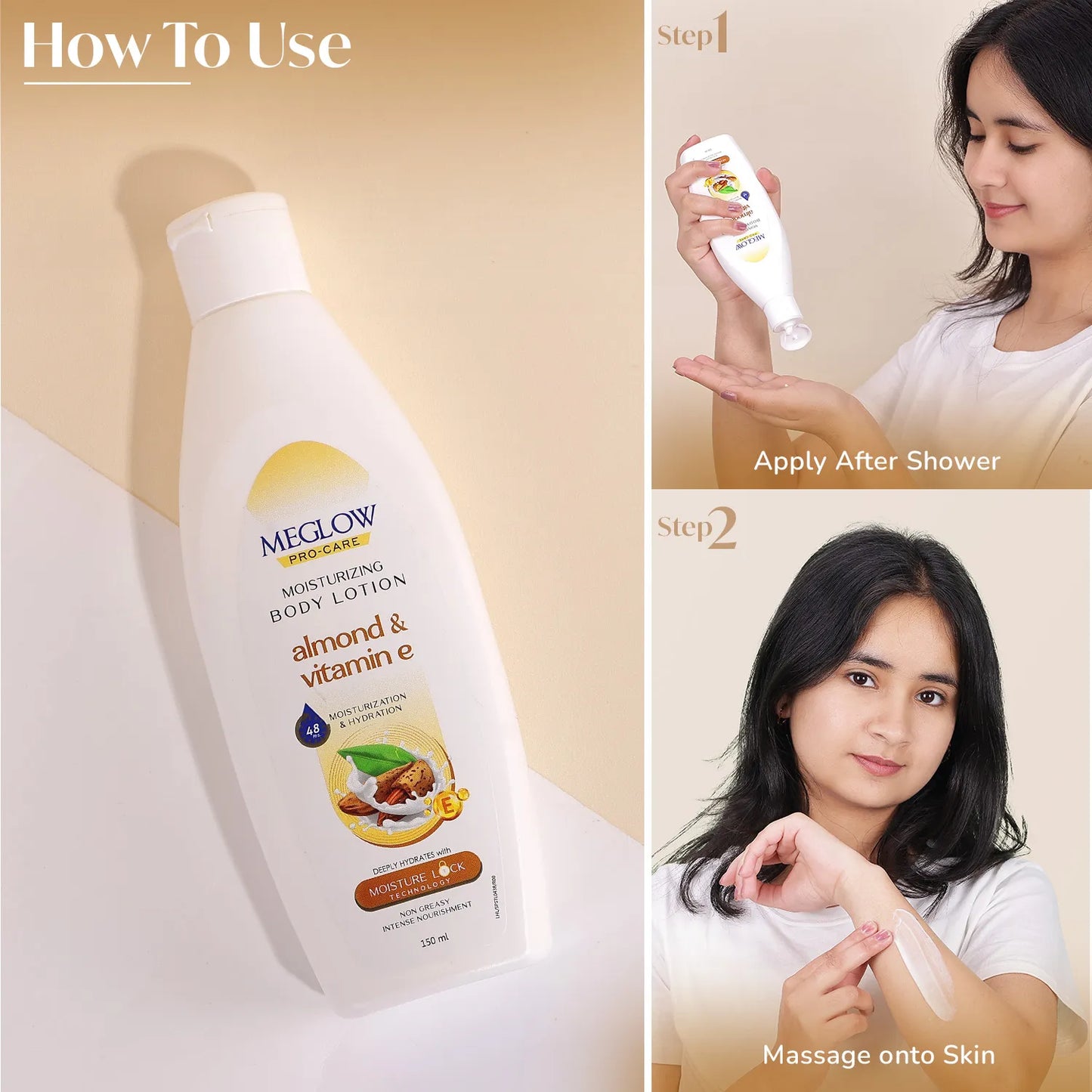 MEGLOW Body Lotion (Almond & Vit.E) 150 ml