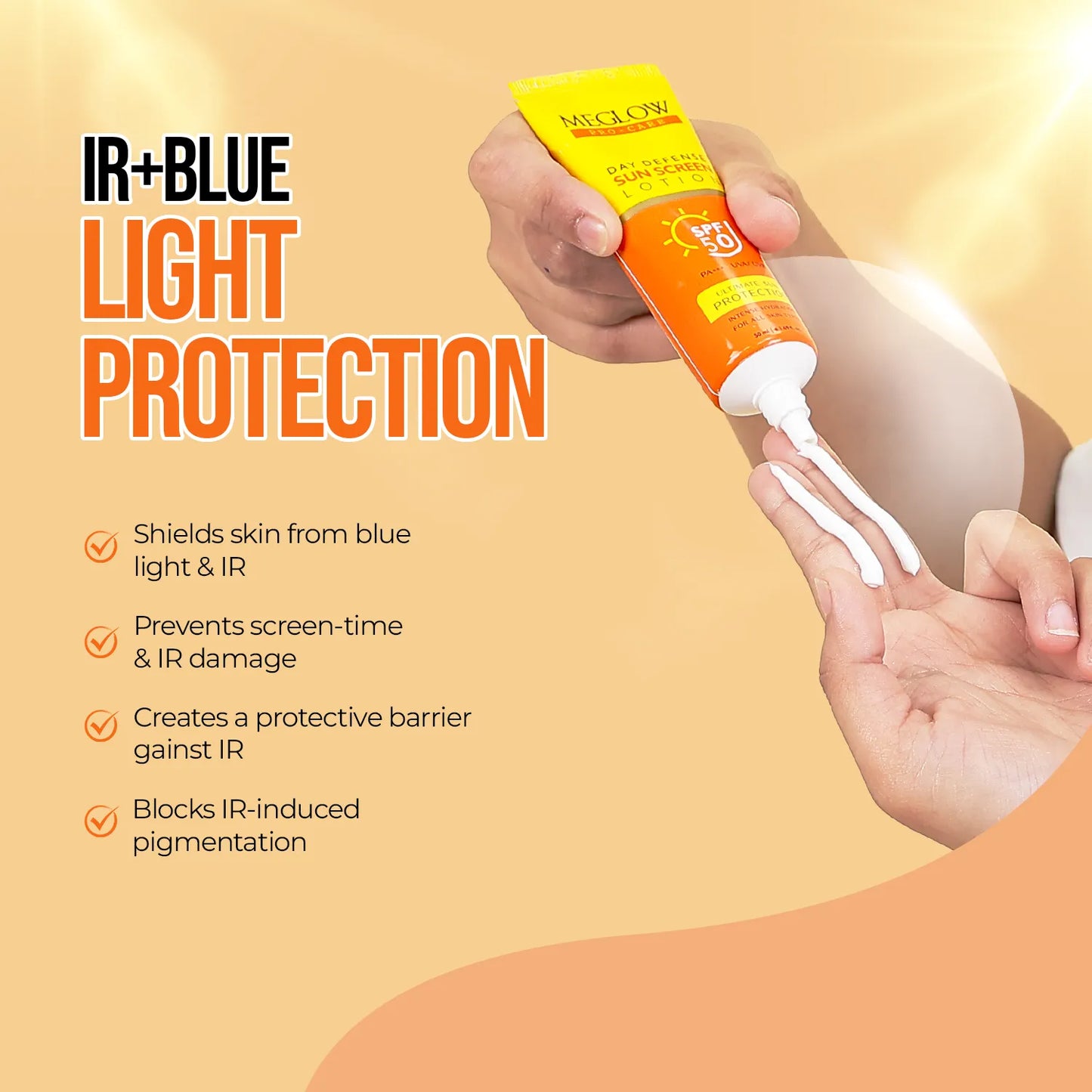 MEGLOW SUNSCREEN LOTION 50 ml ( SPF-50 )