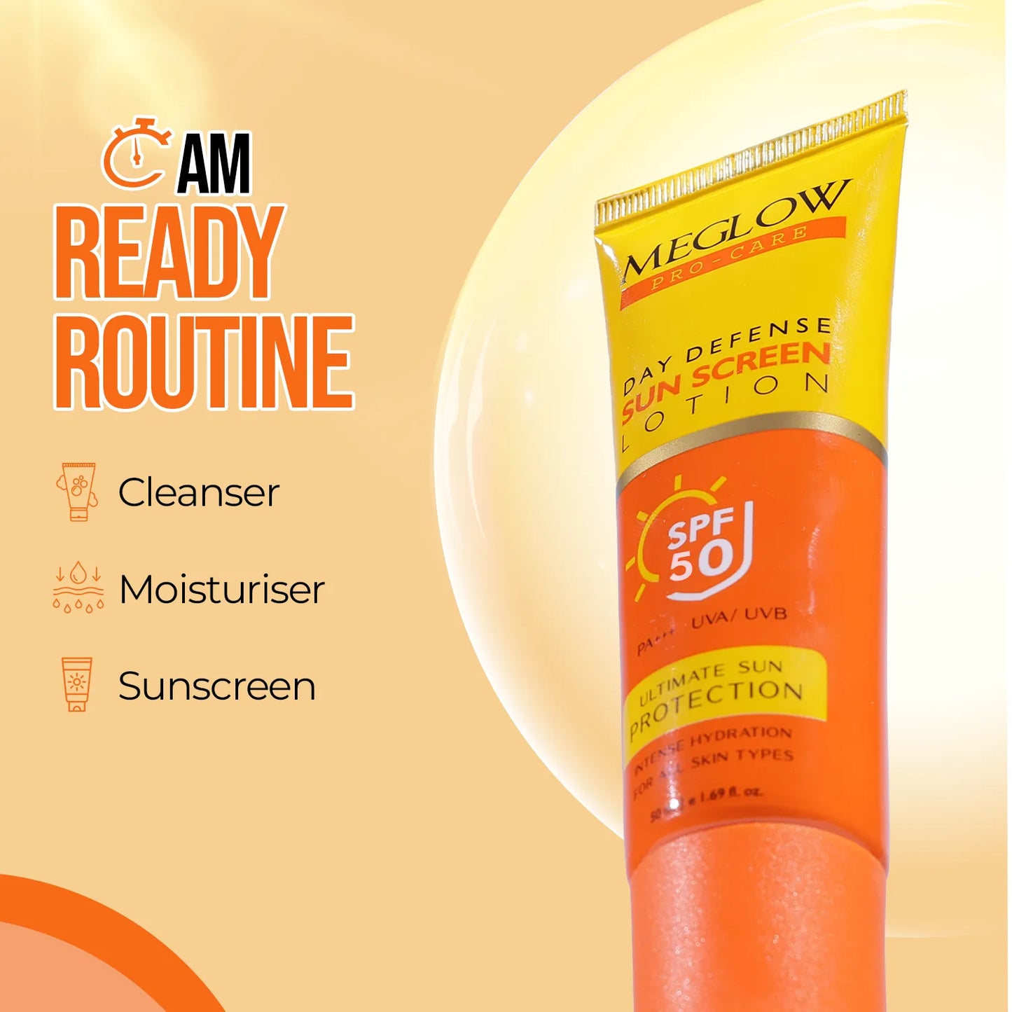 MEGLOW SUNSCREEN LOTION 50 ml ( SPF-50 )