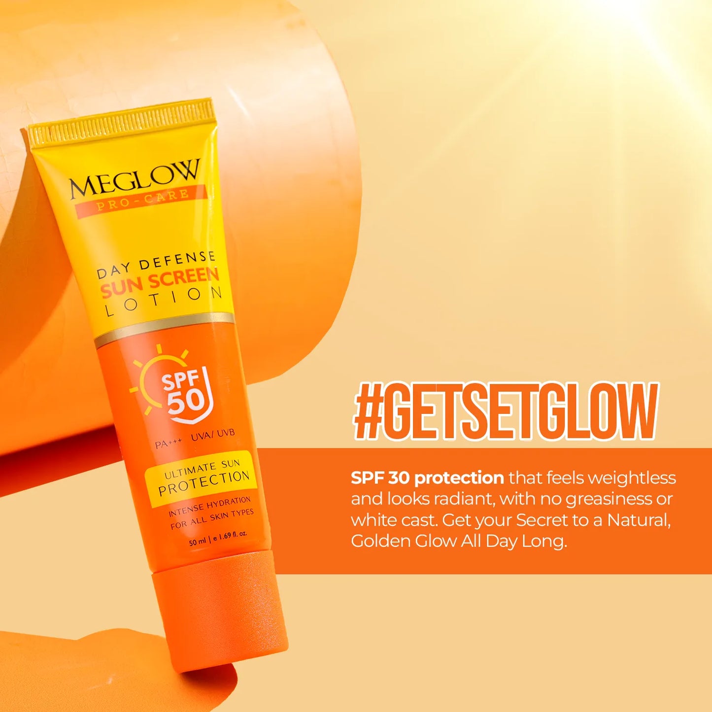MEGLOW SUNSCREEN LOTION 50 ml ( SPF-50 )