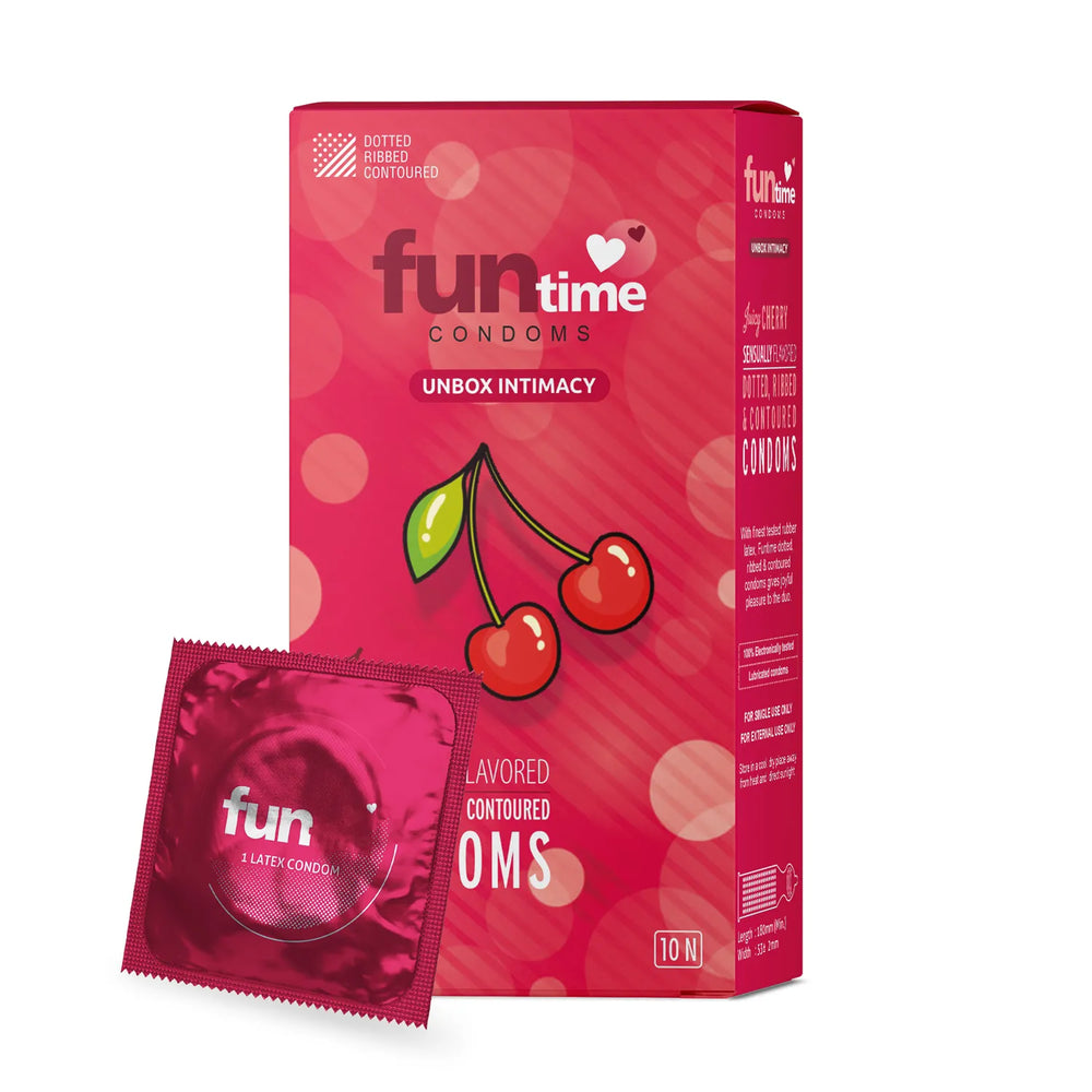 FLAVOURED DOTTED, RIBBED & CONTOURED CONDOMS  (JUICY CHERRY)