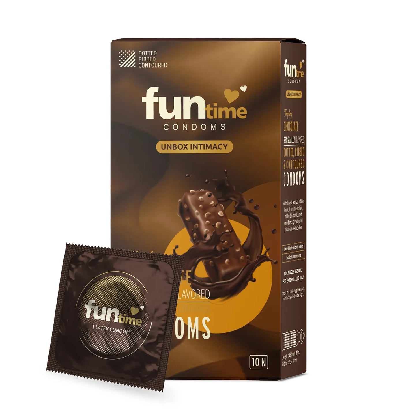 FLAVOURED DOTTED, RIBBED & CONTOURED CONDOMS (TEMPTING CHOCOLATE)