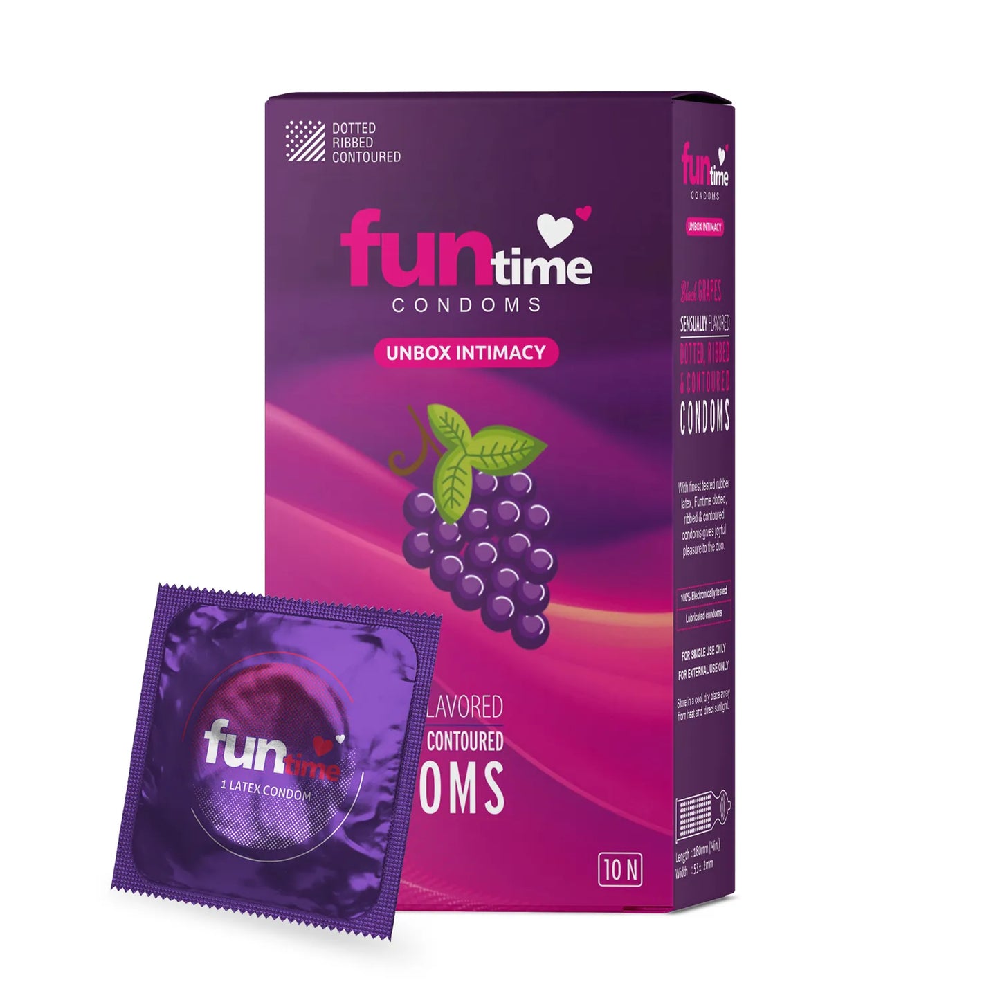 FLAVOURED DOTTED, RIBBED & CONTOURED CONDOMS (BLACK GRAPES)