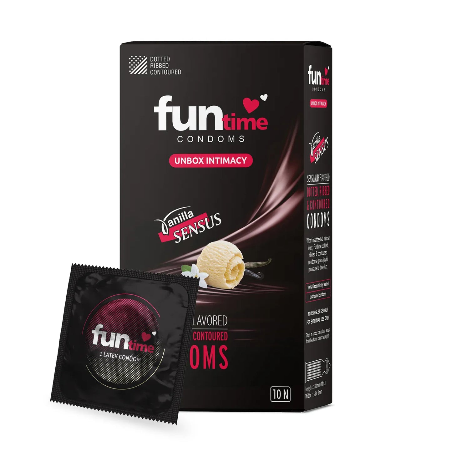 FLAVOURED DOTTED, RIBBED & CONTOURED CONDOMS (VANILLA SENSUS)