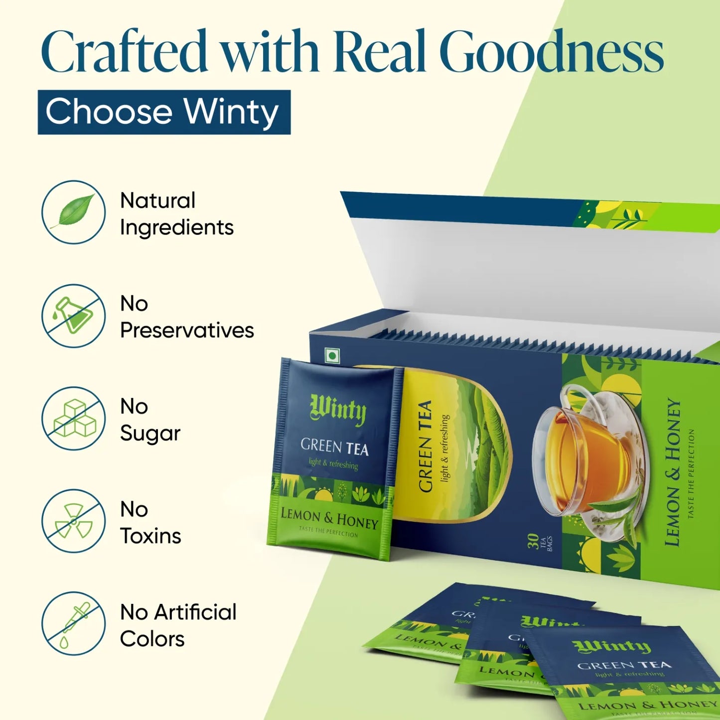 WINTY LEMON & HONEY GREEN TEA 30 Bags
